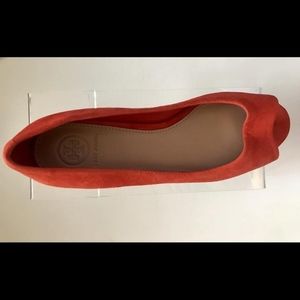 Tory Burch Orange Suede Open-toe Flats